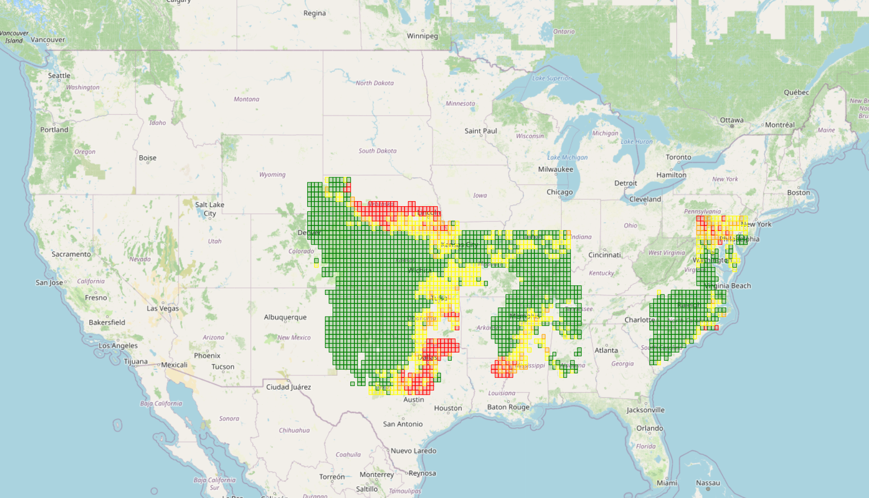 Full US Map of mycotoxins in wheat.